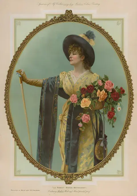 Print of Bernhardt in La Tosca 
