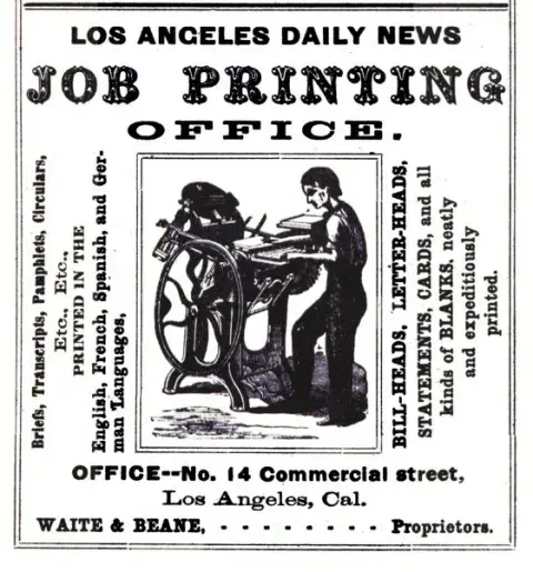 Advertisement from The First Los Angeles City and County Directory
