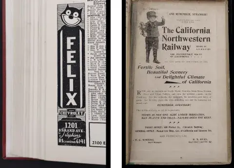 Margin advertisement, Los Angeles City Directory