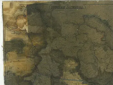 Burned map. Map of North America by Calvin Smith, 1852