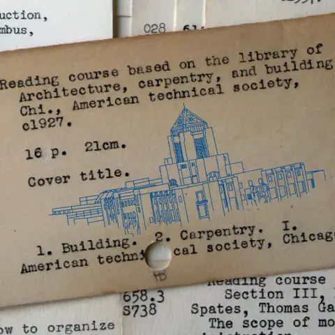 card catalog with stamp