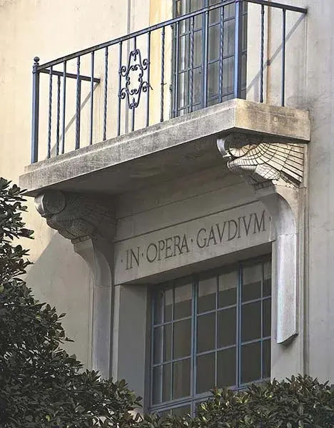 Owl Balcony on east side of Goodhue Building