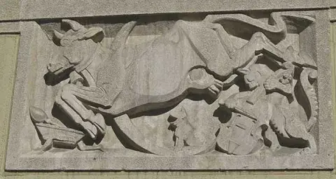 Reliefs of The Sword in the Stone and The Cow Jumped Over the Moon from the Children’s Courtyard