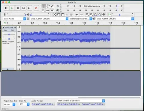 Audacity screen