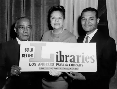  Gilbert Lindsay, Leontyne King, Billy Mills promote Library Bond 