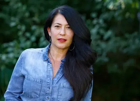 Ada Limón in a blue shirt