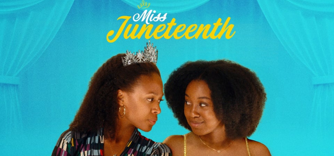 A mother looks sternly into her daughters eyes while the daughter returns the gaze playfully. 