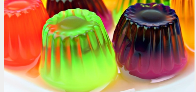 image of multicolored jell-o molds.