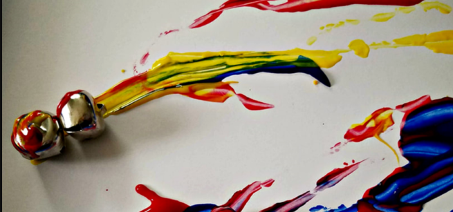 painting with jingle bells created by magnets