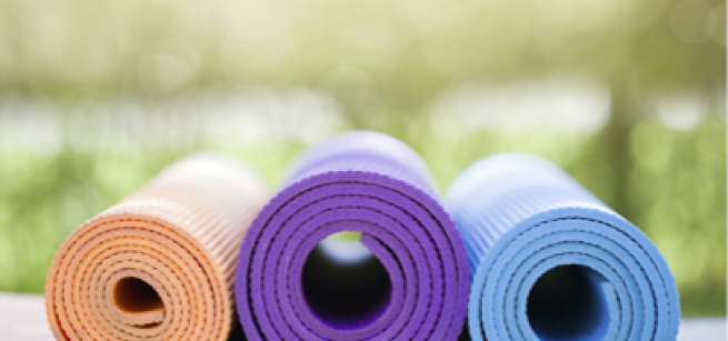 yoga mats with a natural background