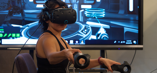 person using VR headset