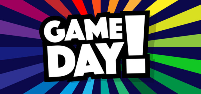 game-day! colorful text