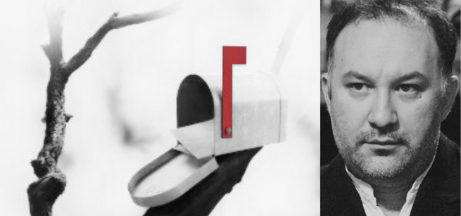 the cover of Ali Kazemian's book, Unaware of Poetry's Tomorrow, on the left and his headshot on the right. 