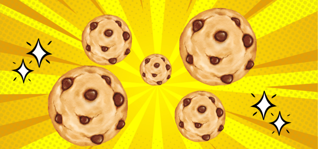 Flying cookies with a yellow background