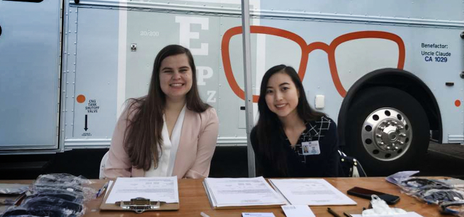 Eye Drs in front of mobile glasses vehicle