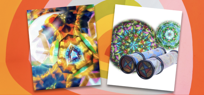 rainbow images from inside a kaleidoscope