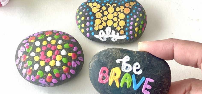 rocks, colorful, be brave painting
