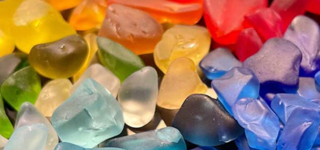 Sea glass with multiple colors
