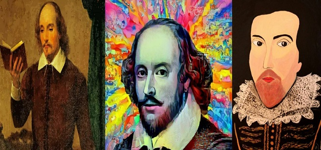 Three color portraits of William Shakespeare