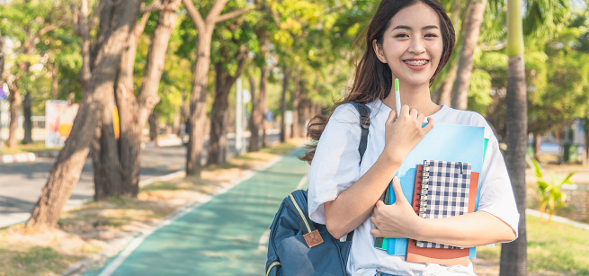 student female campus Asian 