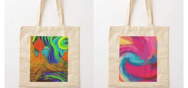 Image of two personalized canvas tote bags