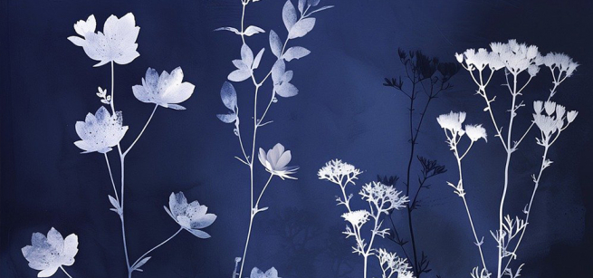 Cyanotype print of flowers