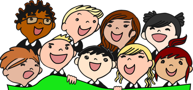 Graphic of kids laughing