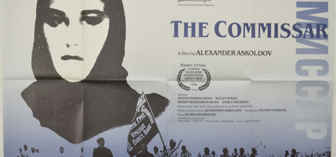 woman in head scarf looking a head, people, soldiers marching with flag