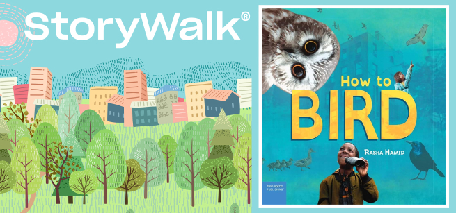 How to Bird book cover and storywalk drawing