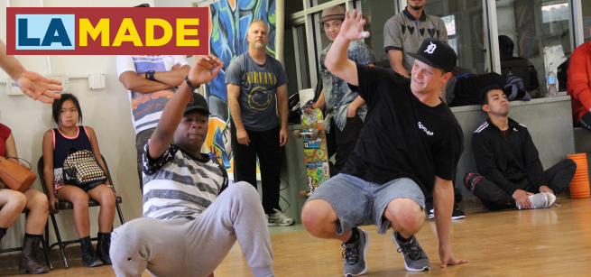 group of kids breakdancing