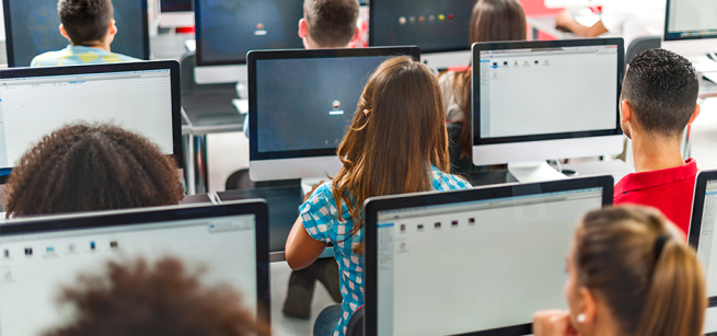 Students in a computer class