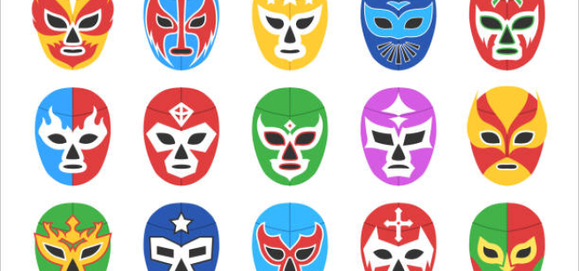 Illustration of colorful lucha libre masks