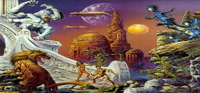 Various monsters and aliens in a futuristic setting