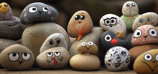 painted rocks with faces