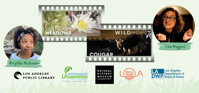 headshots of two presenters and film reel featuring graphic from Wild Hope and  Vertical Meadows, with partner logos