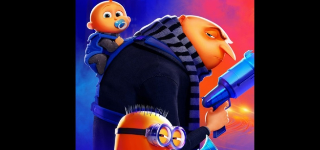 Gru, Minion and baby from "Despicable Me 4"