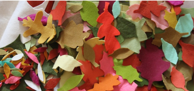 Fall-colored felts cut to resemble leaves