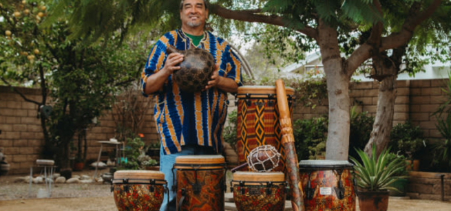performer with drums