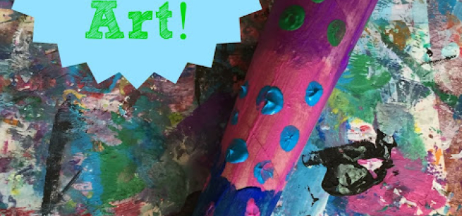 a colorful tube is decorated with paint and in the shape of a horn