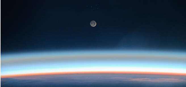 The Moon over an edge of the Earth