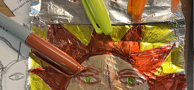 markers on aluminum foil