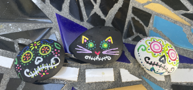 rocks painted with skulls