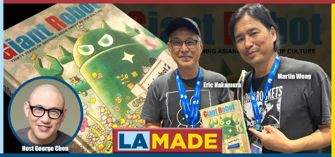 george Chen, Eric Nakamura, and Martin Wong and the cover of Giant Robot