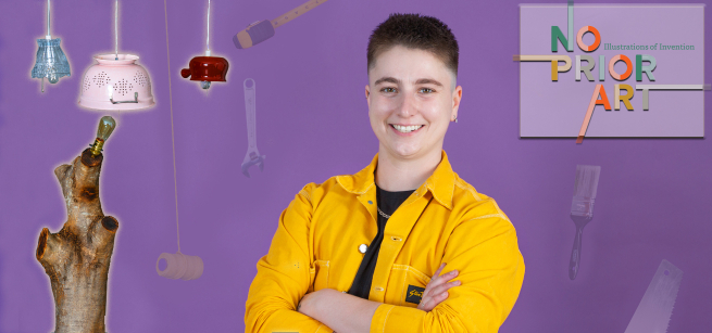 diy hanging lamps and the artist wearing a yellow work short