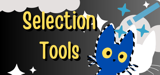 A cartoon cat that has been selected with the magic wand tool
