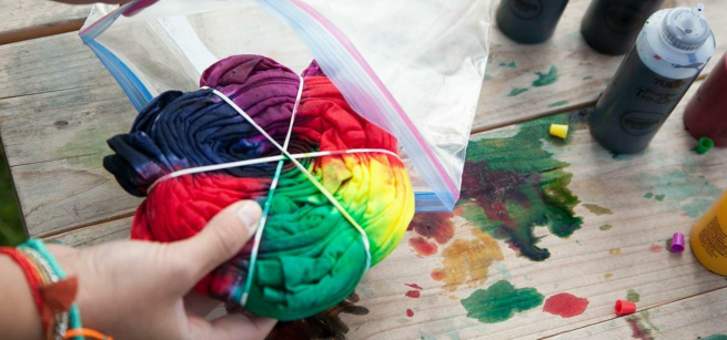 working on tie-dye project