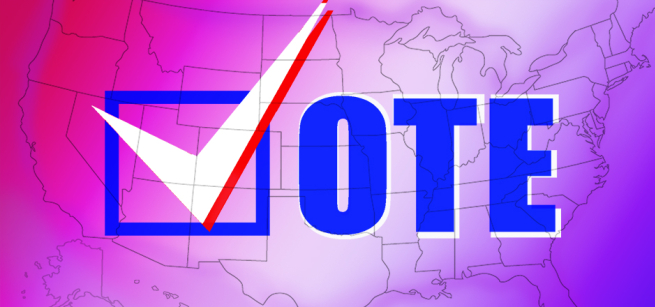A checkbox with the word Vote against a faded background of a U.S. map