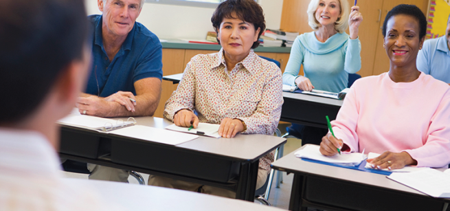 group of adult lerners at desks
