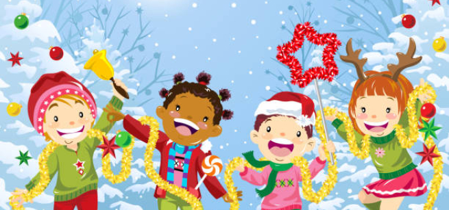 illustration festive children in winter 
