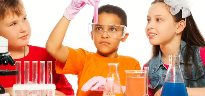 kids working on science experiments